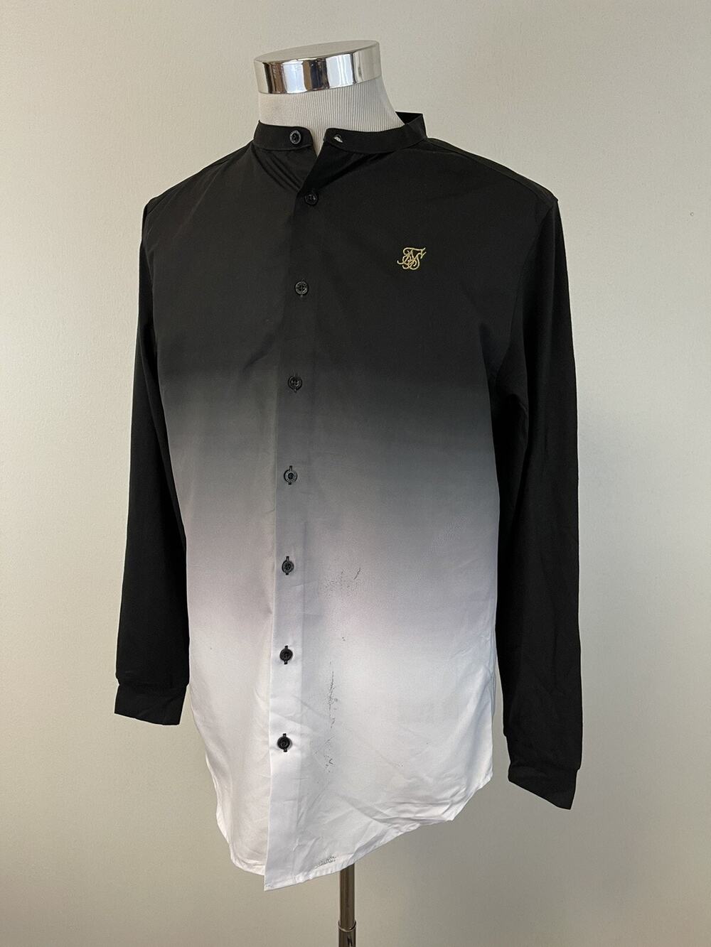 Siksilk Shirt Mens Medium Button Up Color Block Contrast Black Sik Silk N72